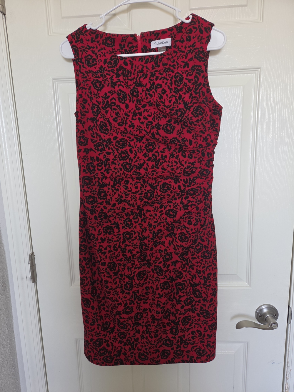Calvin Klein Red & Black Floral Sheath Dress